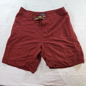 Patagonia board Shorts 35x9 Red Trunks Subtle Embroidered Logo 9" Inseam